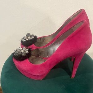 BCBGeneration Fuchsia Heels with Black Embellishments
